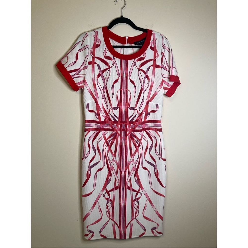 Ashley Stewart NWT Size 14/16 Dress Pink White Pattern